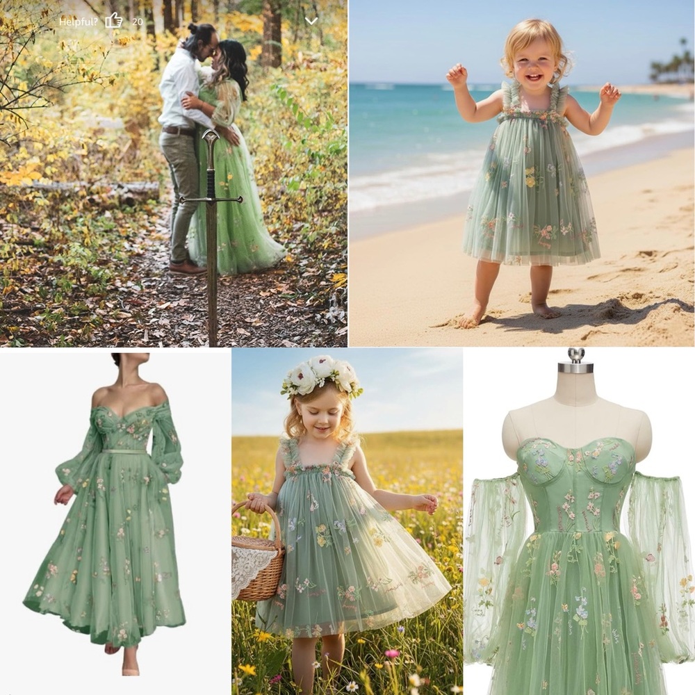 Mommy&Me tulle Embroidered Gowns